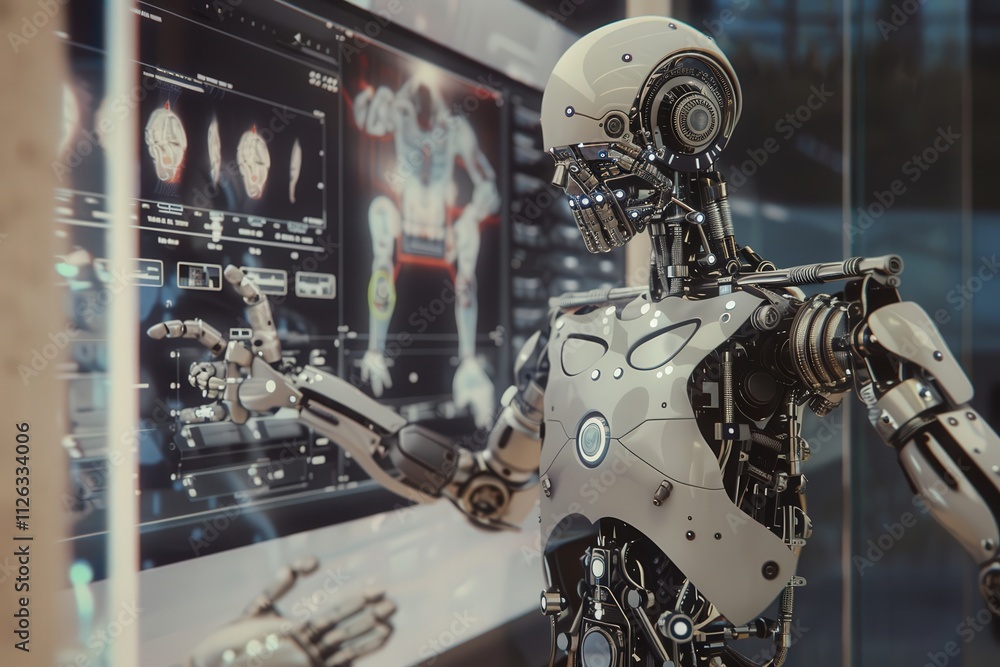 Aufkleber Advanced robotics showcase intricate mechanical hand design in a futuristic setting highlighting technology integration