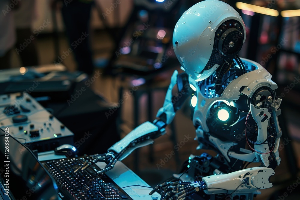 Aufkleber Advanced robotics showcase intricate mechanical hand design in a futuristic setting highlighting technology integration