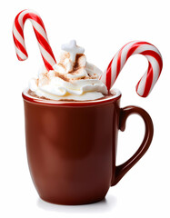 Hot Chocolate with Whipped Cream and Candy Canes   Christmas Drink Mug