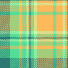 Length texture seamless tartan, menu textile plaid pattern. Infinity fabric check vector background in amber and green colors.