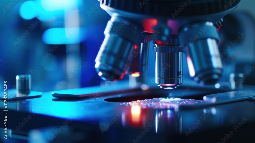 Poster a macro view of aipowered microscopes capturing highresolution images of cells and tissues aiding in