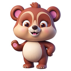 Naklejka premium 3D Cute Cartoon Animal Bear Design Elements