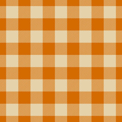 Holiday fabric seamless tartan, graphic texture textile background. Age check vector plaid pattern in orange and light colors.