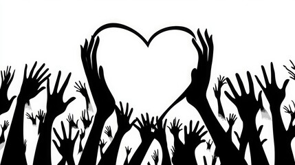 Fototapeta premium Silhouette of hands forming a heart gesture 