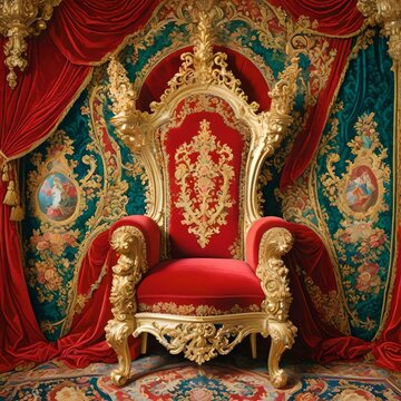 el trono del rey en granate y oro