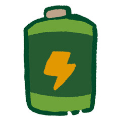 Energy battery symbol ESG green world drawing watercolor cartoon element transparent icon png