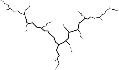Dry cracked ground Surface crack sharp soil Broken Wall glass effect black and white vector silhouette 
