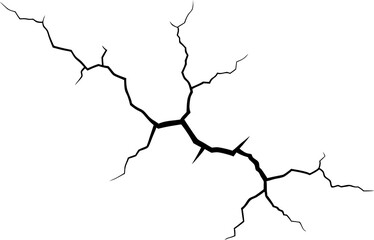 Dry cracked ground Surface crack sharp soil Broken Wall glass effect black and white vector silhouette 
