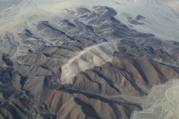 Fototapeta premium Aerial view of Pampas de Jumana near Nazca, Peru.
