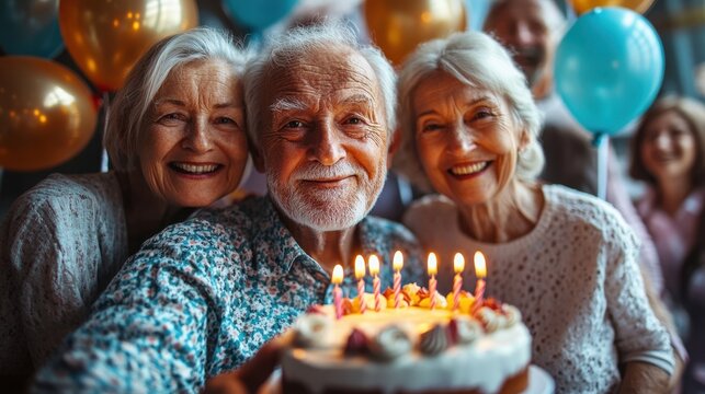 Joyful celebration of life with friends and family at a birthday party in a cozy setting
