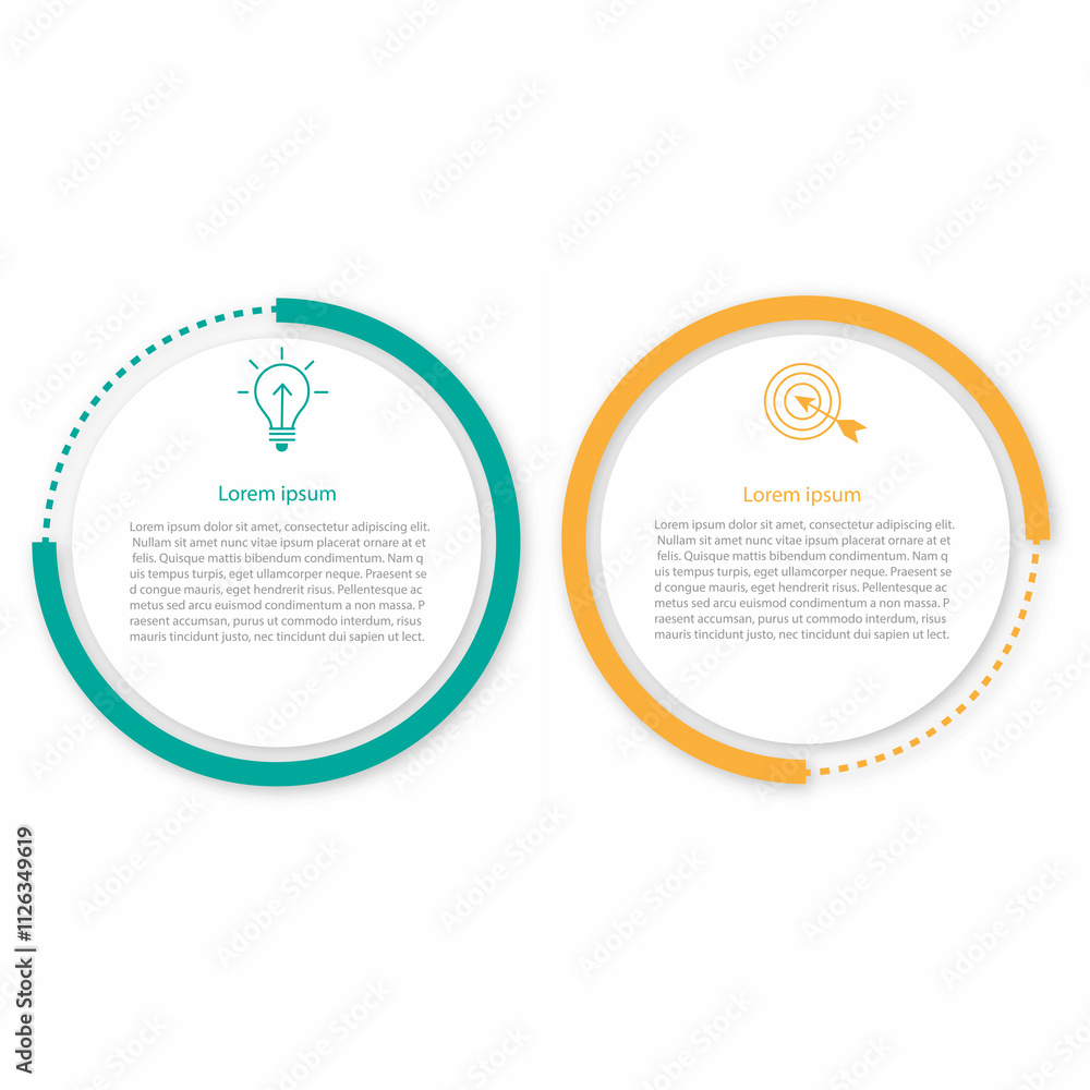 Wall mural two infographics element. business concept with 2 options, steps or processes. data visualization. v