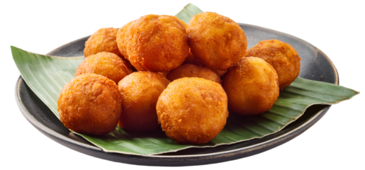 Batata vada street food isolated on a transparent background.