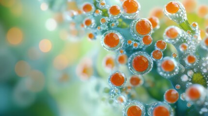 close-up of colorful water droplets on a plant