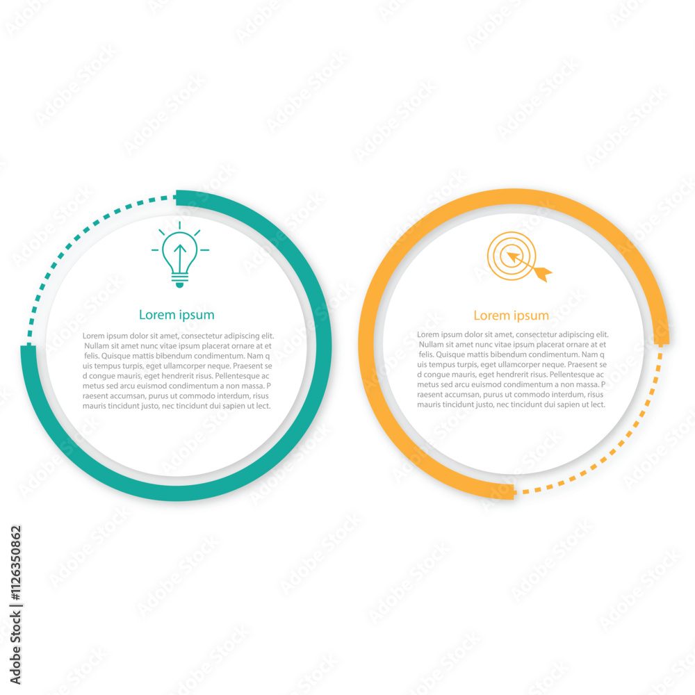 Wall mural two infographics element. business concept with 2 options, steps or processes. data visualization. v