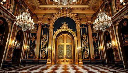 Obraz premium Luxurious Gold-Decorated Royal Hallway