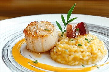 Seared Scallop with Creamy Risotto by Generative Ai