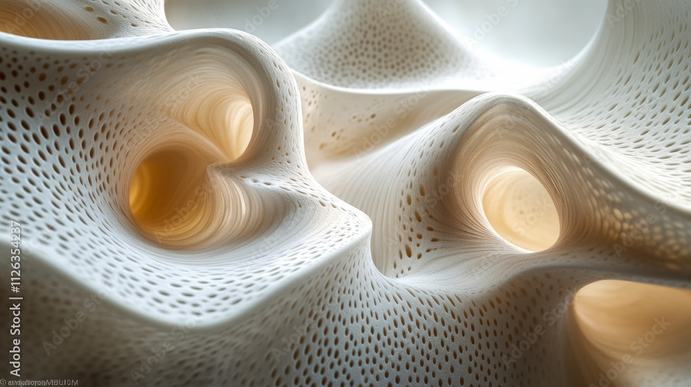 Poster detailed surfaces with organic patterns showcase fluid forms and soft hues, creating an immersive ex