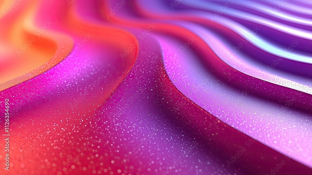 Poster vibrant waves of color blend together in an undulating pattern showcasing rich textures and shimmeri