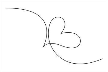 Continuous one line drawing of heart valentine's day love isolated hand drawn vector illustration

