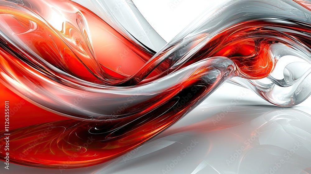 Poster red and clear waves create a dynamic abstract pattern with fluid motion and depth
