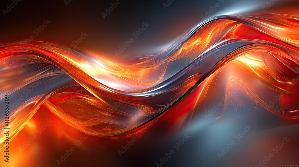 Poster vibrant wave patterns create a dynamic interplay of light and color in an abstract design