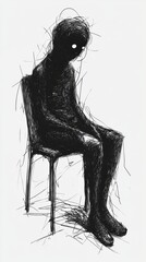 Fototapeta premium Silhouette of a seated man in an empty room exuding isolation