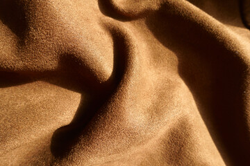 Jammed chocolate brown faux suede polyester fabric