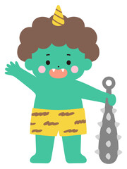 かわいい鬼のベクターイラスト。節分、角、金棒