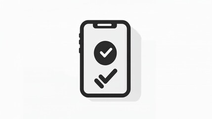 Minimalist smartphone icon with a checkmark symbolizing security