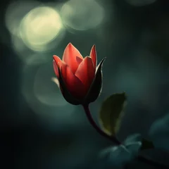 Fototapeten Red flower bud in soft light. © Generasi