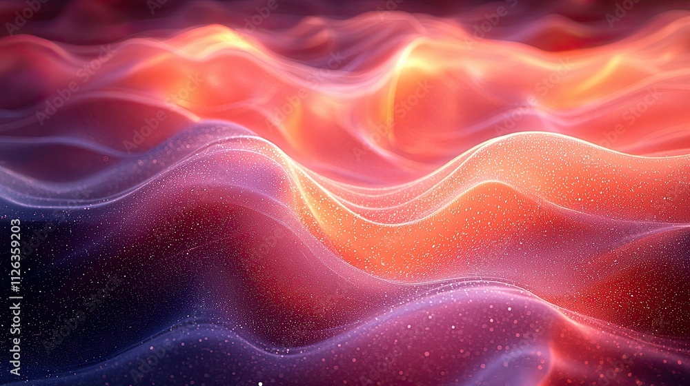 Poster flowing patterns of light and color create a mesmerizing abstract landscape at dusk