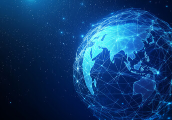 Fototapeta premium Visualizing the interconnected globe highlighting Asia and the network of connections