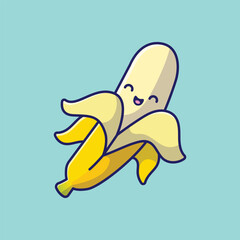Banana smile face mascot cartoon illustration