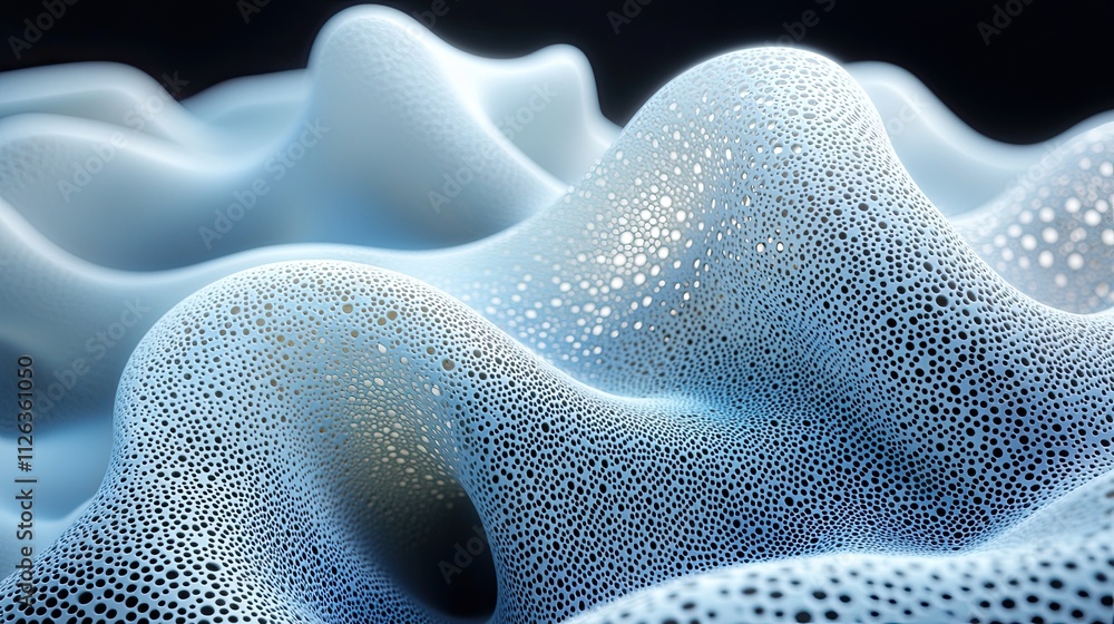 Poster intricate texture of soft blue foam with delicate patterns and contours in an abstract setting