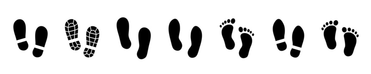Foot imprint icon. Foot print icons