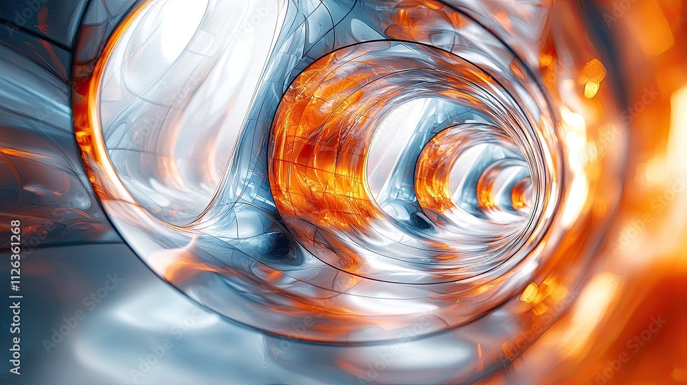 Poster intricate patterns of light and color swirl through a transparent tube in a mesmerizing display duri
