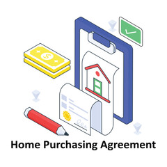 House Purchase isometric Colored illustration. EPS File stock illustration