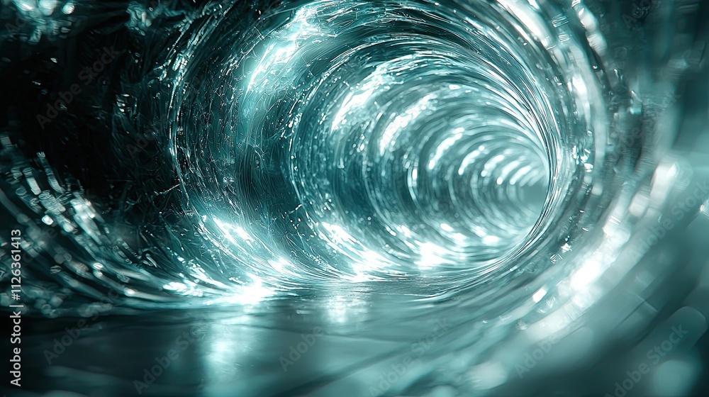 Poster swirling tunnel of light showcasing a mesmerizing flow of energy and motion within a futuristic envi