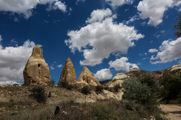 Cappadocia is a semi-desert region in central Turkey. It is famous for its fairy chimneys - tall...