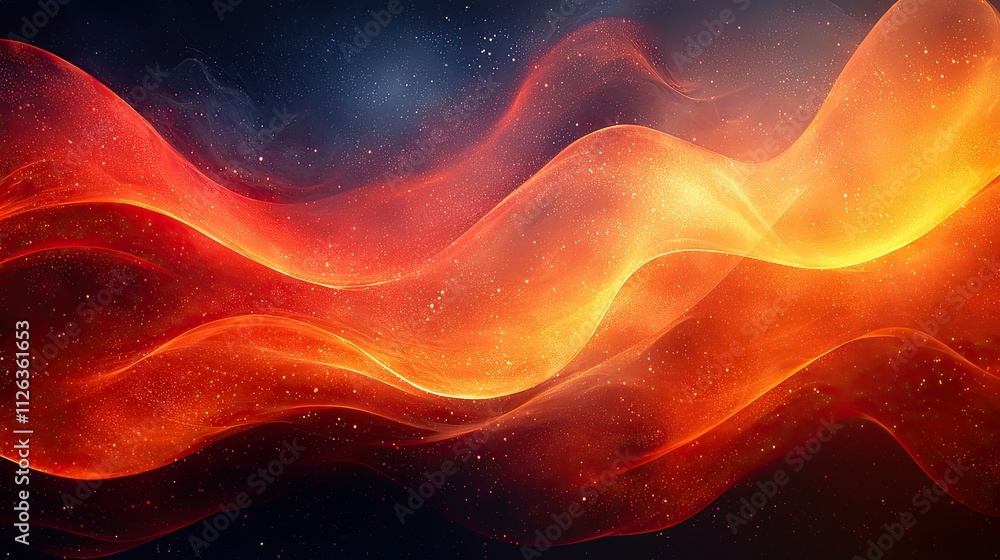 Poster vibrant swirls of orange and red light creating a captivating abstract pattern on a dark background