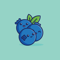 Blueberry smile face mascot cartoon illustration