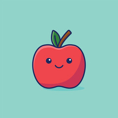 Apple smile face mascot cartoon illustration