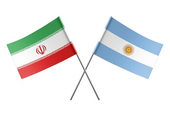  Crossed Argentina and Iran flags. Official colors. Correct proportion. Poster design. Digital...