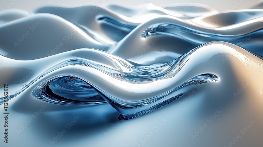Poster water waves create beautiful reflections with smooth ripples and a shiny surface in bright light
