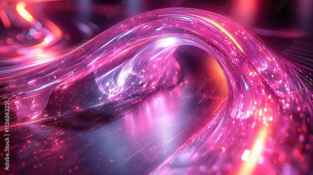 Aufkleber colorful abstract wave glowing with pink and purple light, creating a vibrant and dynamic effect in 