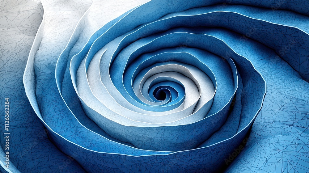 Aufkleber swirling blue rose design showcasing intricate geometric patterns and soft gradients in a serene abs
