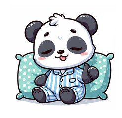 Adorable Cartoon Sleeping fox in Cozy striped Pajamas