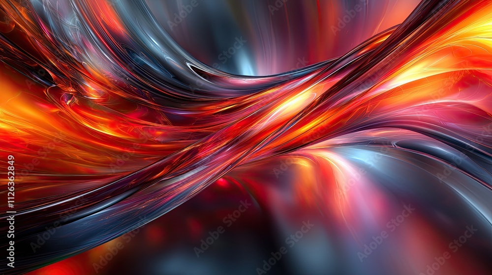 Poster colorful abstract design featuring flowing shapes and dynamic textures in vibrant hues