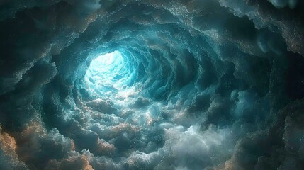 Fototapeta premium Discovering the mesmerizing beauty of ocean waves under a vibrant sky at midday