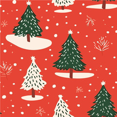 Seamless pattern of Cute Christmas tree illustration